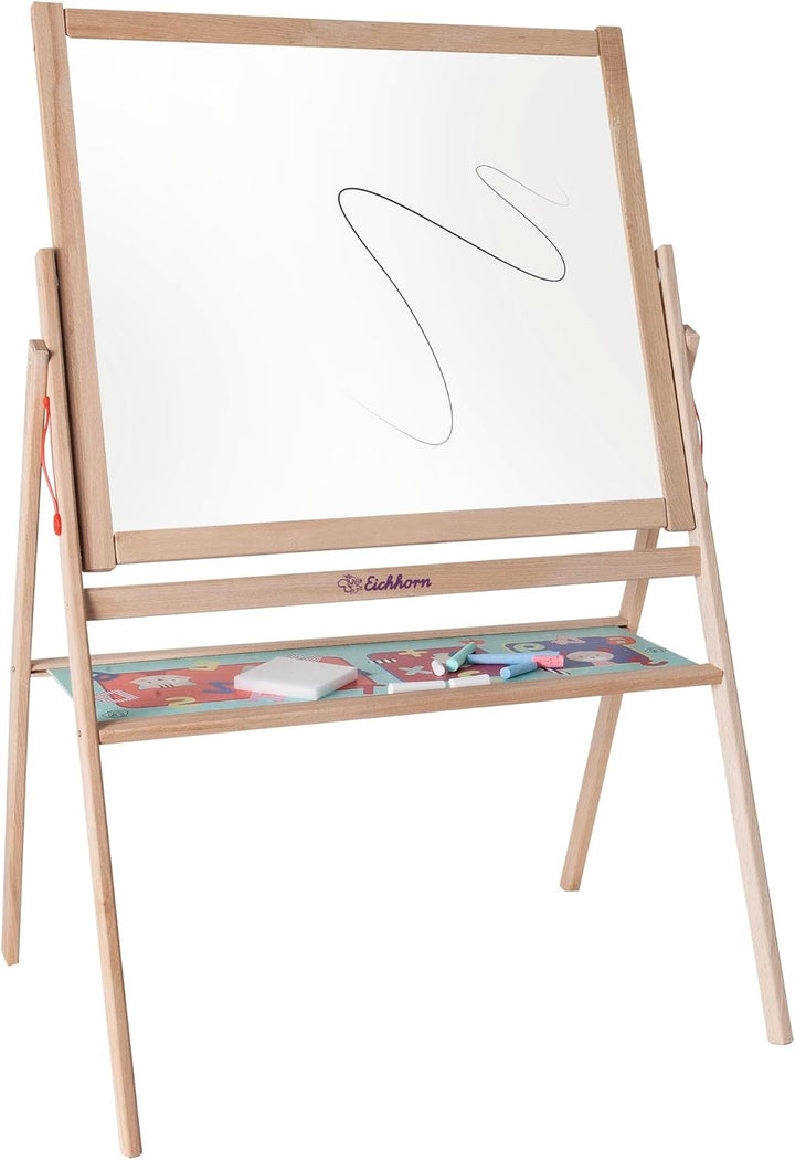 Eichhorn - Standtafel, Kindertafel mit 10 Kreiden, 1 Stift und Schwamm, zweiseitig beschreibbar, mit
