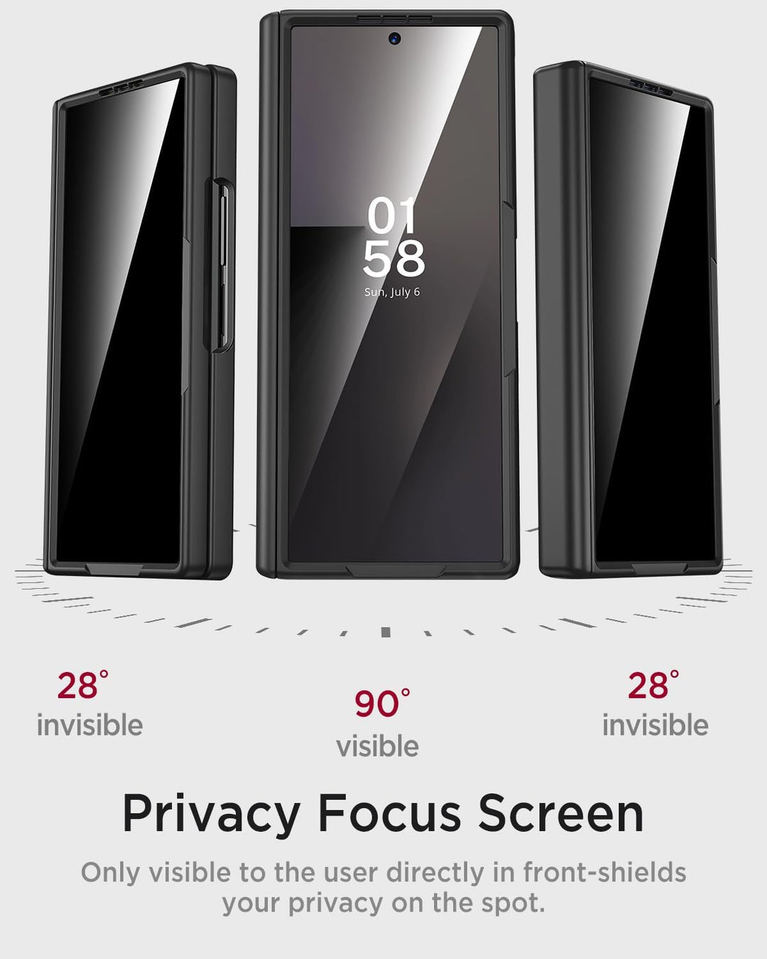 Miimall Kompatibel mit Samsung Galaxy Z Fold 7 Magnetisch Hülle, Anti-SPY Displayschutz & Scharniers