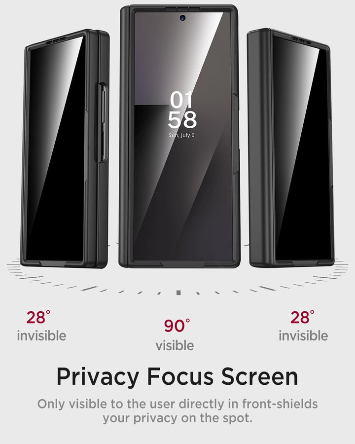Miimall Kompatibel mit Samsung Galaxy Z Fold 7 Magnetisch Hülle, Anti-SPY Displayschutz & Scharniers
