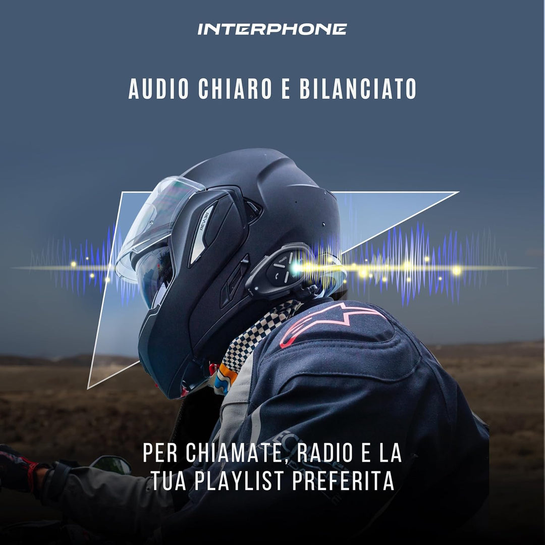 Interphone LINK - Einzelpack - Bluetooth-Kommunikationssystem für Motorräder - Bis zu 2 Reiters, 300