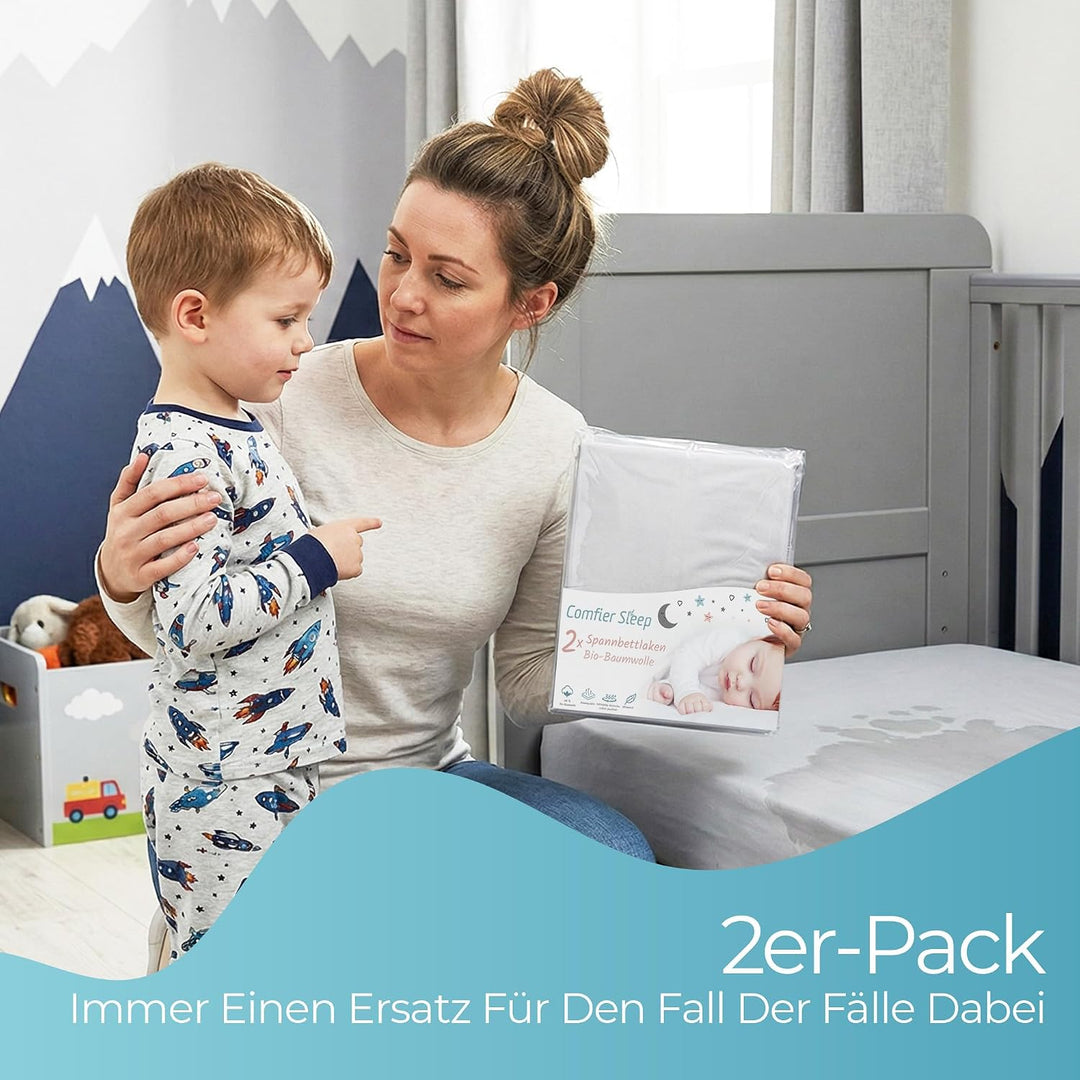 Spannbettlaken 70x140 aus 100% komplett natürlicher Bio-Baumwolle bettlaken 70 x 140 Baby in Grauer
