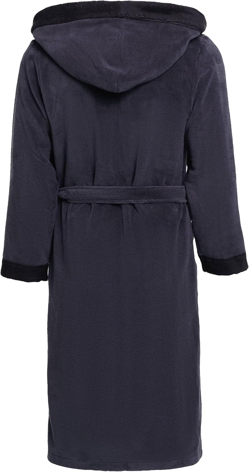 Herren Bademantel Revise RE-855 - mit Bambus faser - mit Kapuze - Saunamantel S Grau / Schwarz, S Gr