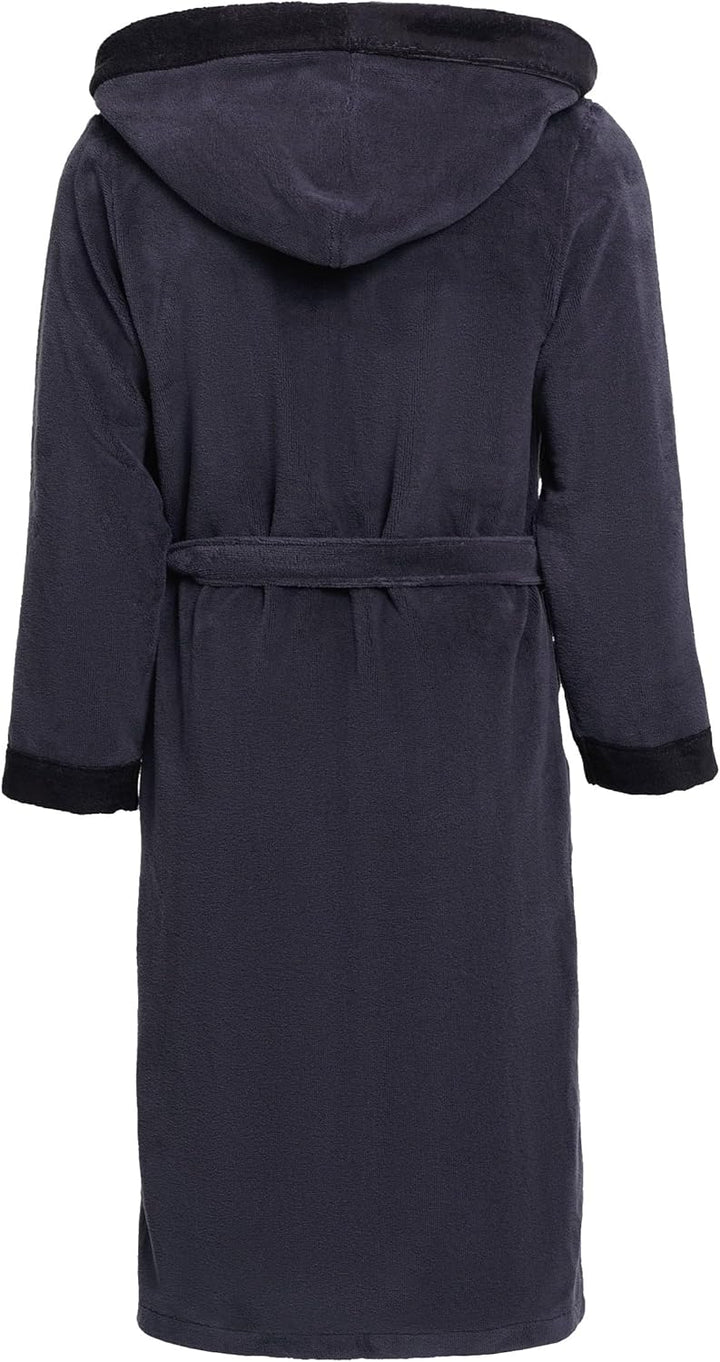 Herren Bademantel Revise RE-855 - mit Bambus faser - mit Kapuze - Saunamantel S Grau / Schwarz, S Gr