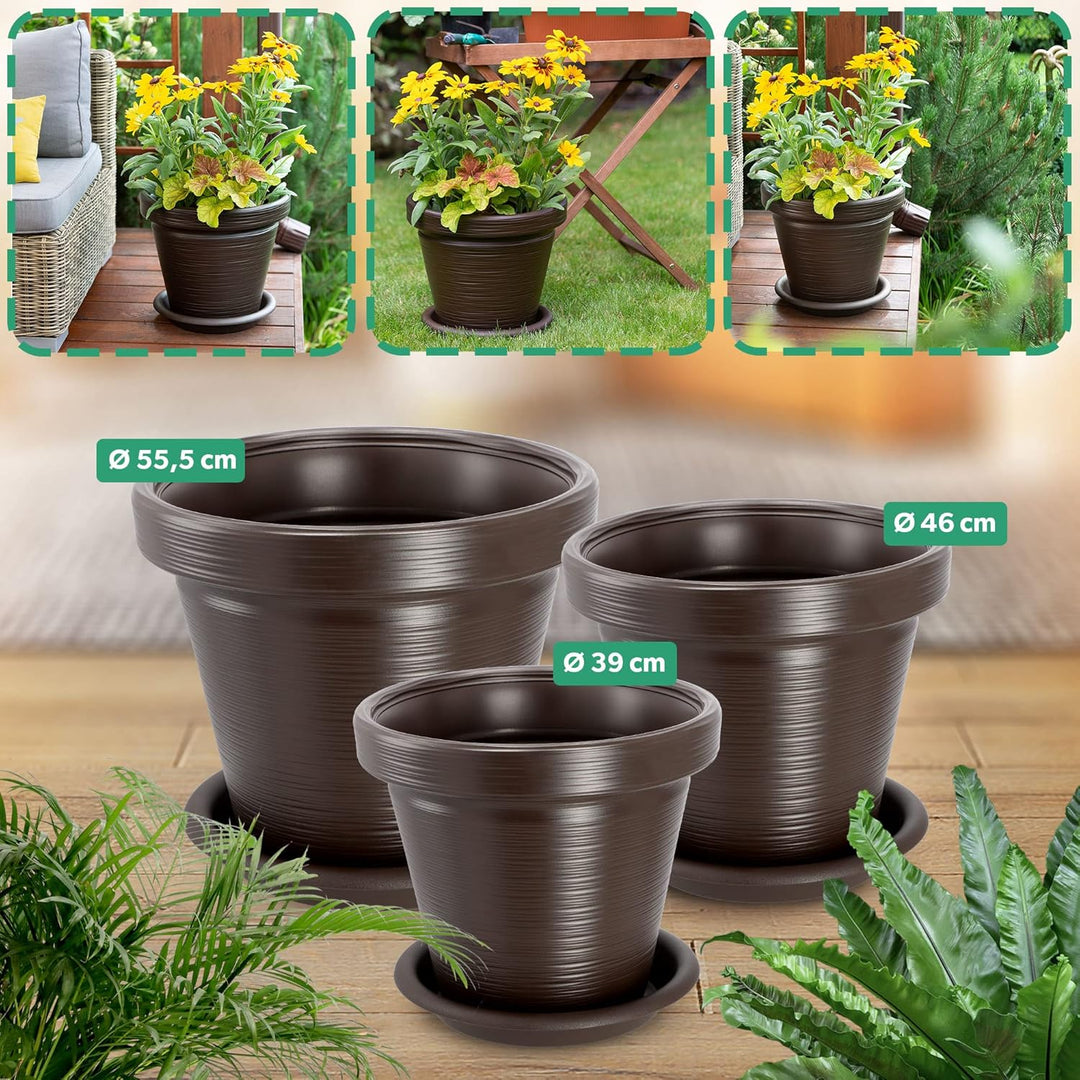 KADAX Blumentopf aus Kunststoff, 4 Farben, Pflanzkübel mit Untersetzer, Pflanztöpfe, Pflanzentopf mi