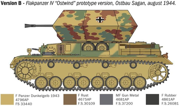 Italeri 6594S 1:35 Flakpanzer IV Ostwind - originalgetreue Nachbildung, Modellbau, Plastik Bausatz,