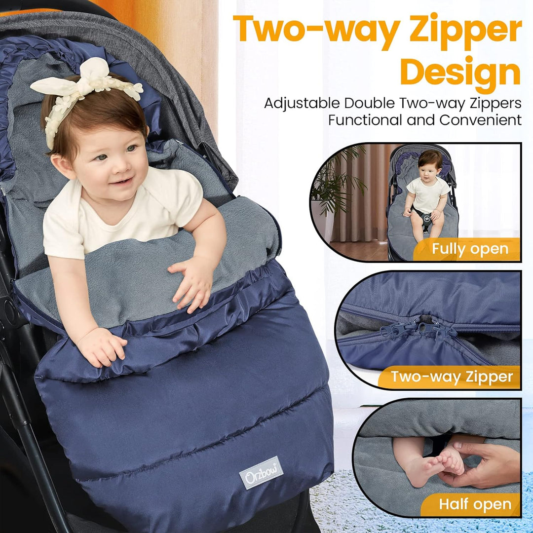 Orzbow Fusssack Kinderwagen Winter, Fusssack Buggy Fusssack Kinderwagen Baby Winter mit Wamres Polar