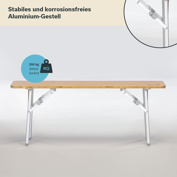 Skandika Sitzbank Tolja 2er Set | Campingbank aus Bambus, 100 x 27 x 39 cm, bis 200 kg belastbar, we