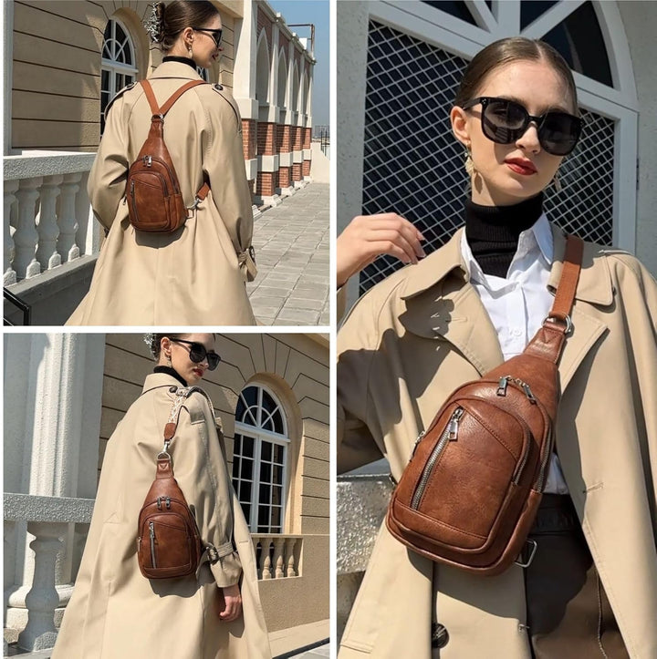 Travistar Brusttasche Damen Sling Bag Herren 2 in 1 Rucksack Damen Klein mit 2 Abnehmbare Schultergu