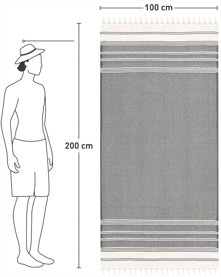 Fit-Flip Hamamtuch aus 100% Baumwolle saugfähig und schnelltrocknend | Anthracite, 100x200cm Diamond