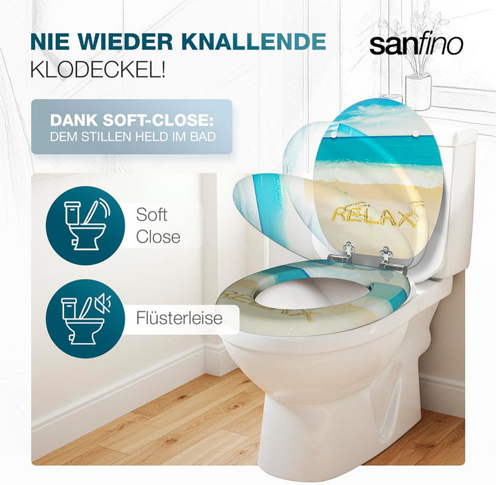 Premium WC Sitz mit Absenkautomatik – hochwertige Toilettendeckel aus Holz, viele bunte Motive, hohe