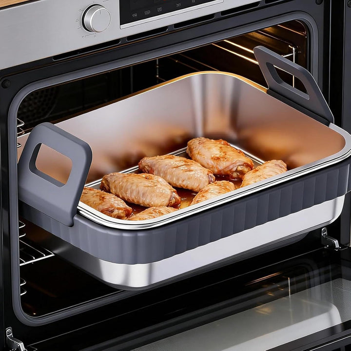Heissluftfritteuse-Backbleche für den Backofen Edelstahl und hitzebeständig | Küchen-Grillrost Backb