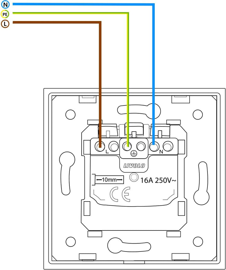 Livolo Funk Lichtschalter LED Kontrollleuchte mit Steckdose UP inkl. Glasblende in Gold