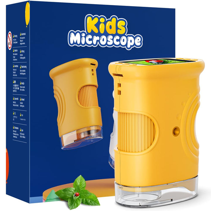 Mikroskop für Kinder, Temodu 2.0" Bildschirm, 1000X USB Tragbares Taschenmikroskop, Wiederaufladbare