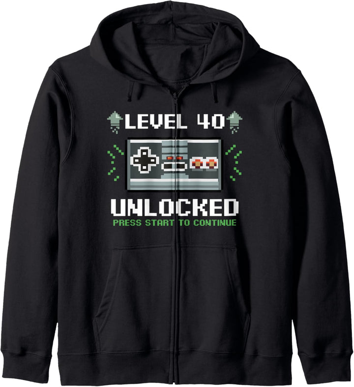 Level 40 Unlocked Geburtstag Party Feier Gamer Geschenk Kapuzenjacke