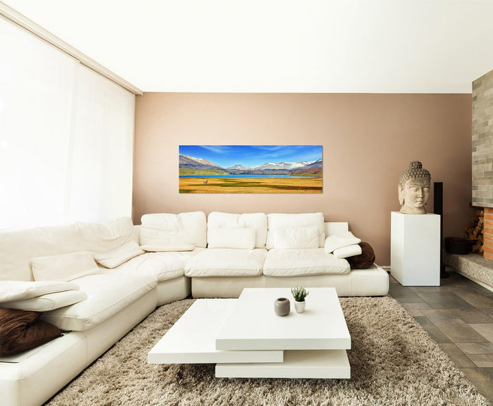 Paul Sinus Art Panoramabild auf Leinwand und Keilrahmen 150x50cm Patagonien Nationalpark Berge See W