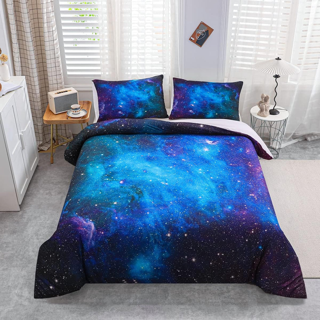 Loussiesd Bettwäsche Set Galaxie Sternenhimmel Bettbezug Set für Kinder Jungen Mädchen Weich Atmungs