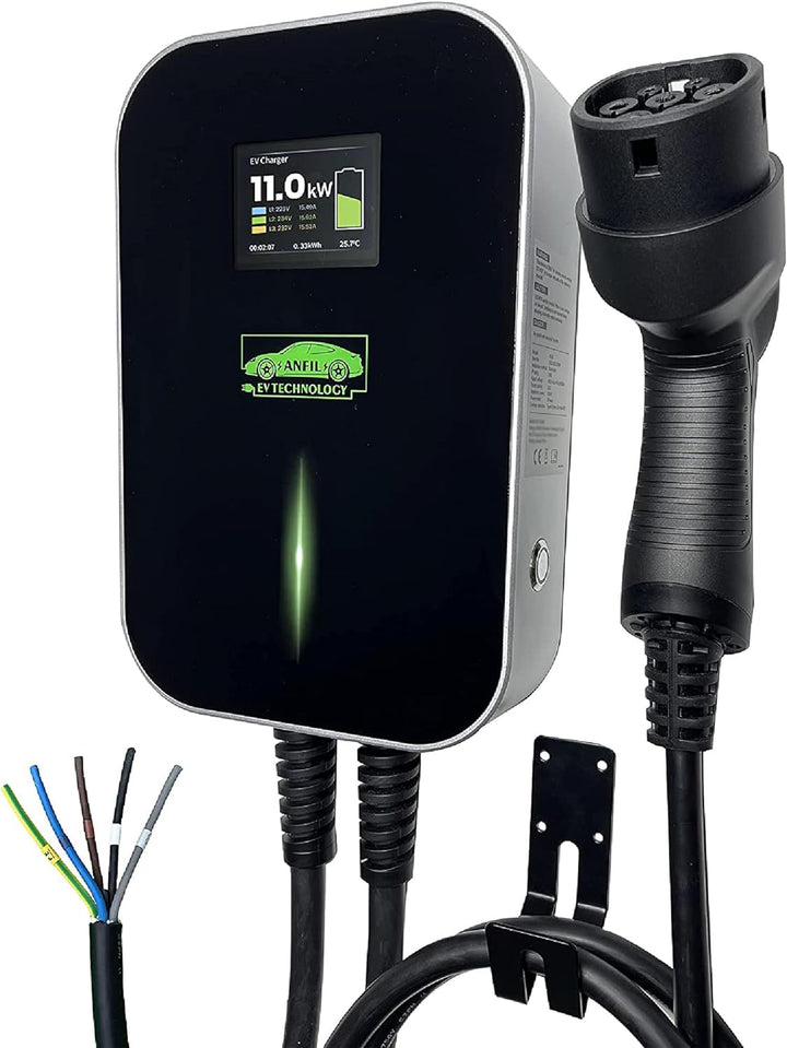 ANFIL Dreiphasen - EV Ladestation - EU-Standard-Ladegerät, IEC 62196-2 - mit 6,1m Ladekabel Typ 2 St