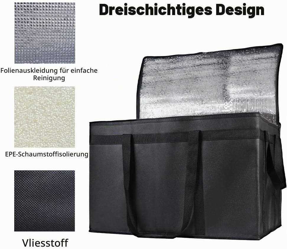 XXXL Isolierkühltasche Oxford-Stoff, extra gross wasserdicht Spritzwasserschutz zusammenklappbar Sta