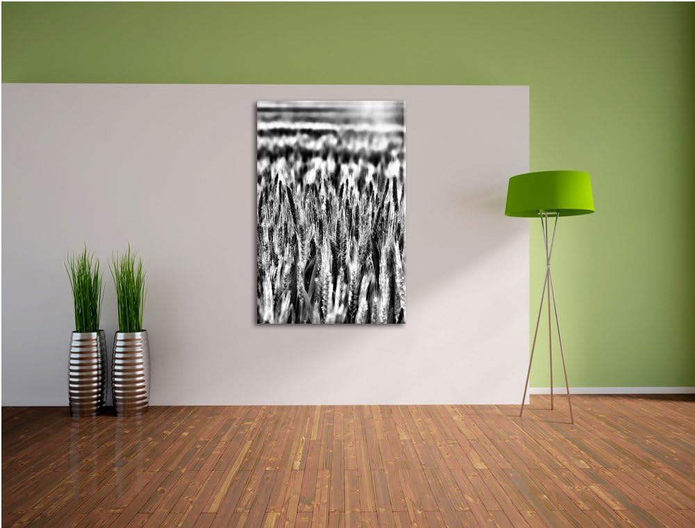 Monocrome, Getreidefeld, Format: 100x70 auf Leinwand, XXL riesige Bilder fertig gerahmt mit Keilrahm