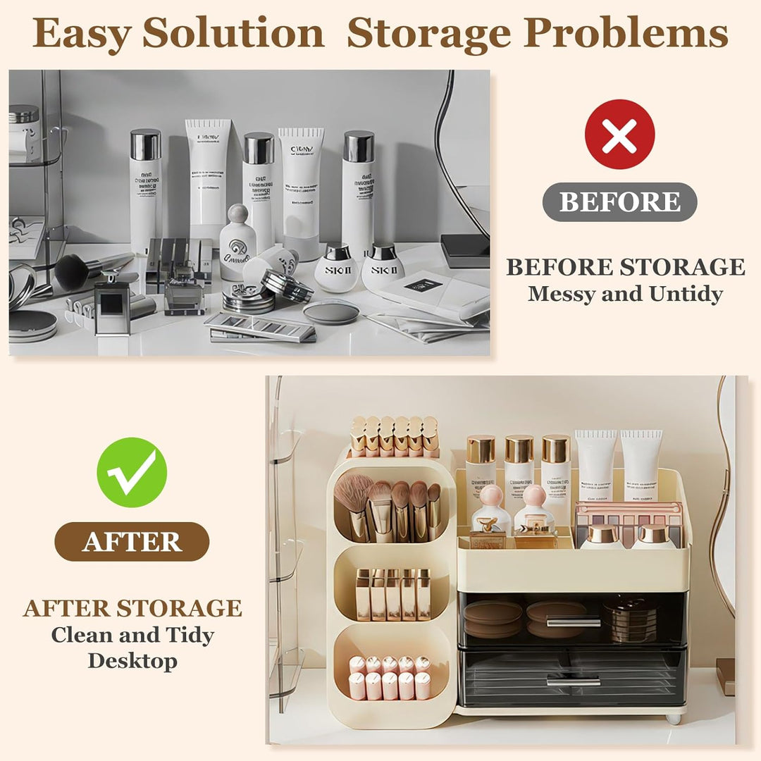 Make Up Kosmetik Organizer mit 2 Schubladen, Multifunktion Schminktisch Organizer, Einfache Aufbewah