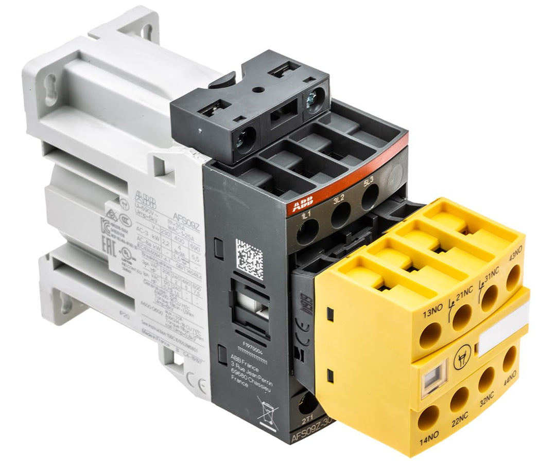 Kontaktblock AFS09Z-30-22-30, 3 Hauptkontakte NO, 2 Hilfskontakte NO und 2 NC, 24 V DC, grau, 13,05