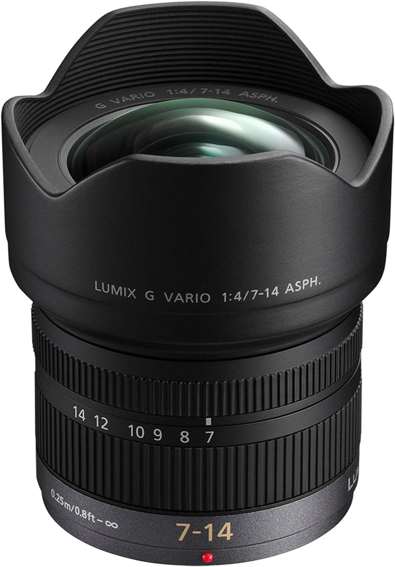 Panasonic H-F007014E LUMIX G Vario Superweitwinkel 7-14 mm F4.0 ASPH. Objektiv (14-28 mm KB) schwarz