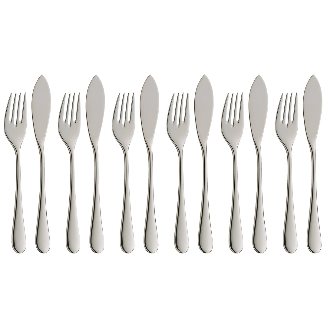 WMF Merit Fischbesteck 12 teilig, Fischset für 6 Personen, Fischgabel, Fischmesser, Cromargan protec