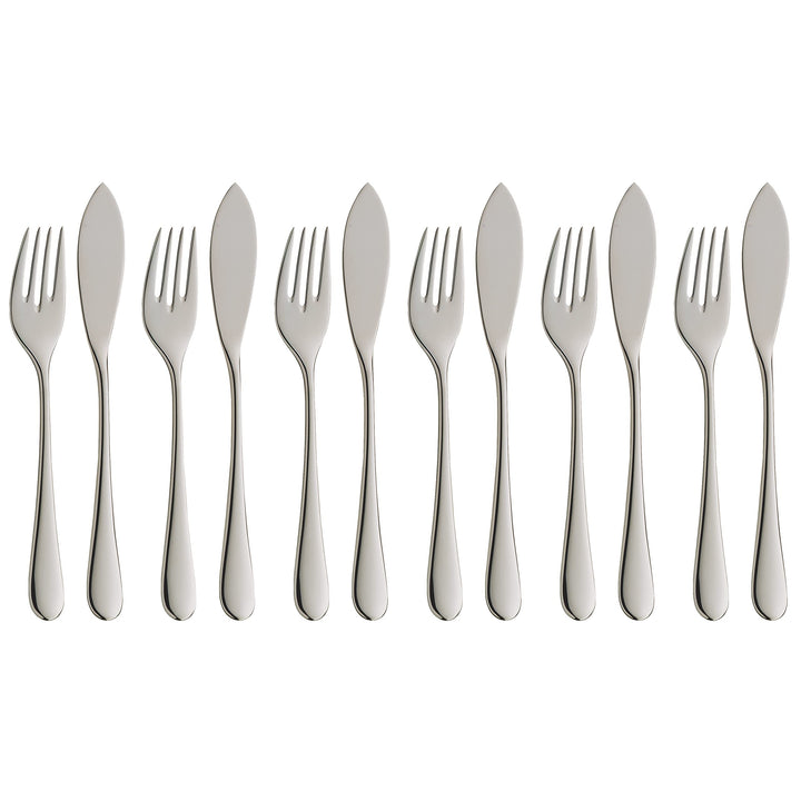 WMF Merit Fischbesteck 12 teilig, Fischset für 6 Personen, Fischgabel, Fischmesser, Cromargan protec