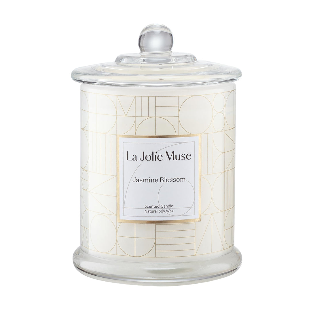 La Jolíe Muse Duftkerze im Glas, Jasmin Duftkerze, 280g Natürliches Sojawachs, 50-65 Stunden Brennda