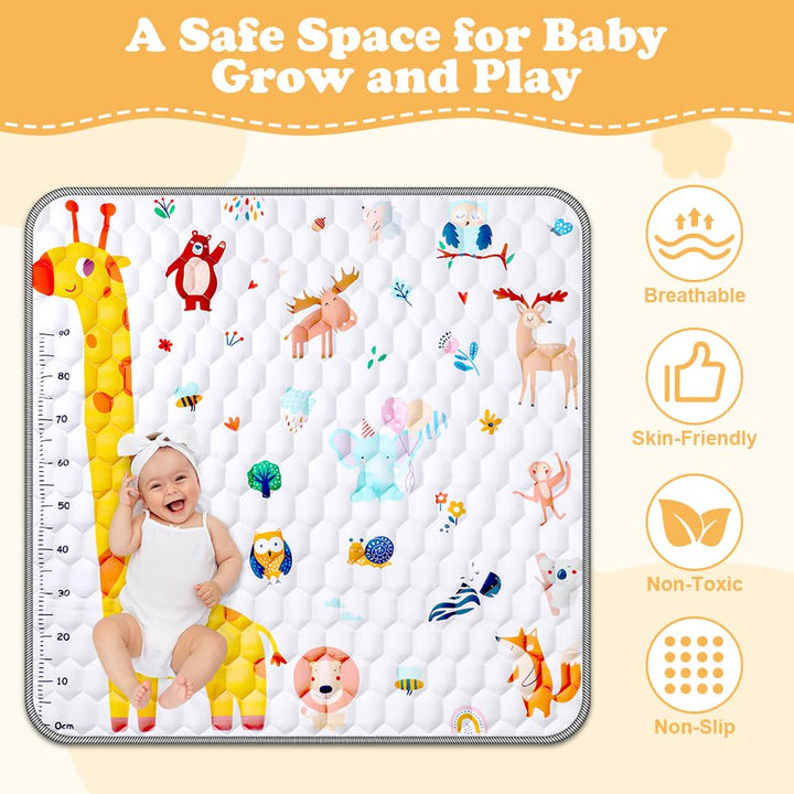 Aolso Baby Spielmatte, 127x127 cm Baby Krabbelmatte, Baby Faltbare Spielmatte, Krabbeldecke für Baby