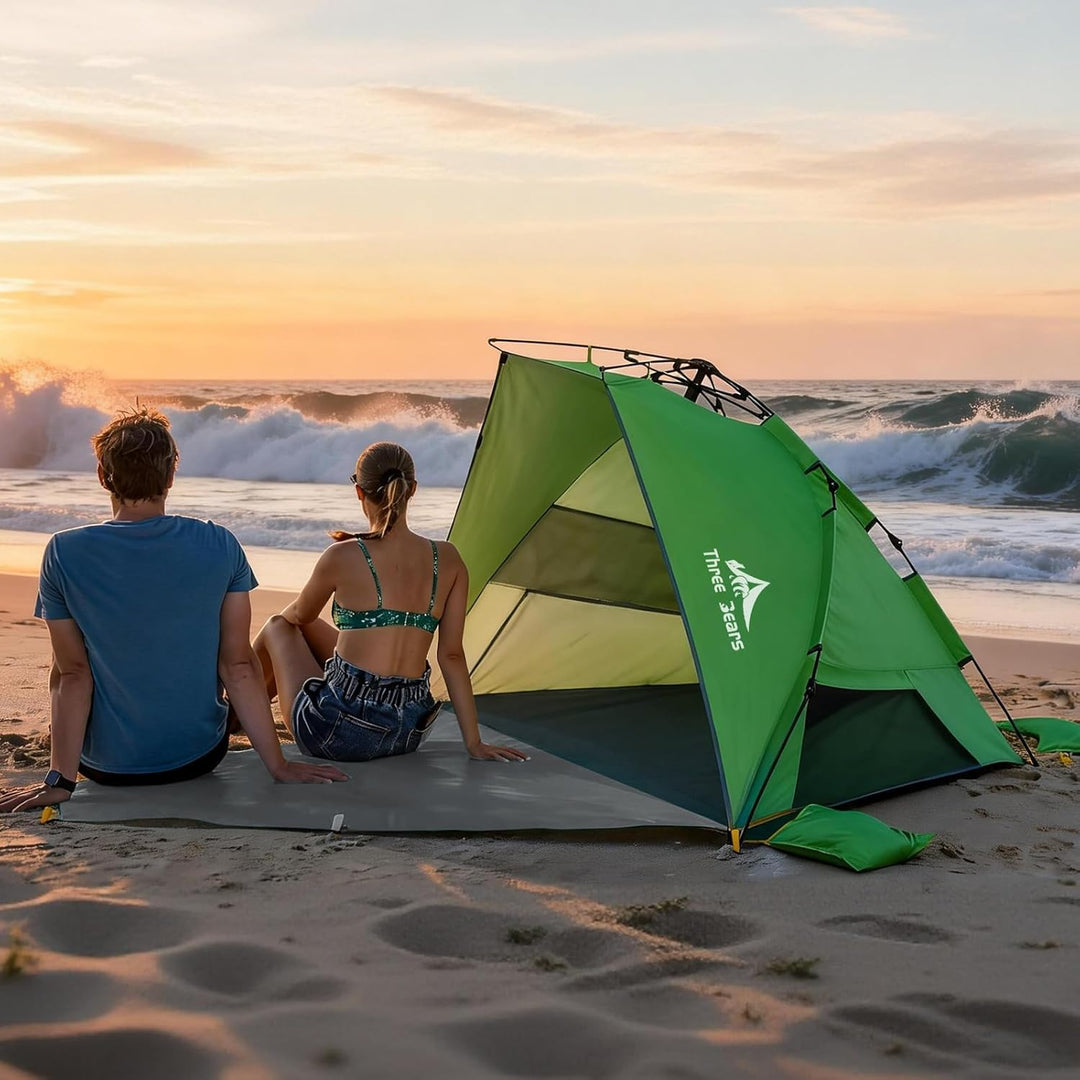 Three Bears Pop-Up-Strandzelt – UV-Schutz LSF 50+, leichte und tragbare Cabana für 3–4 Personen, ein