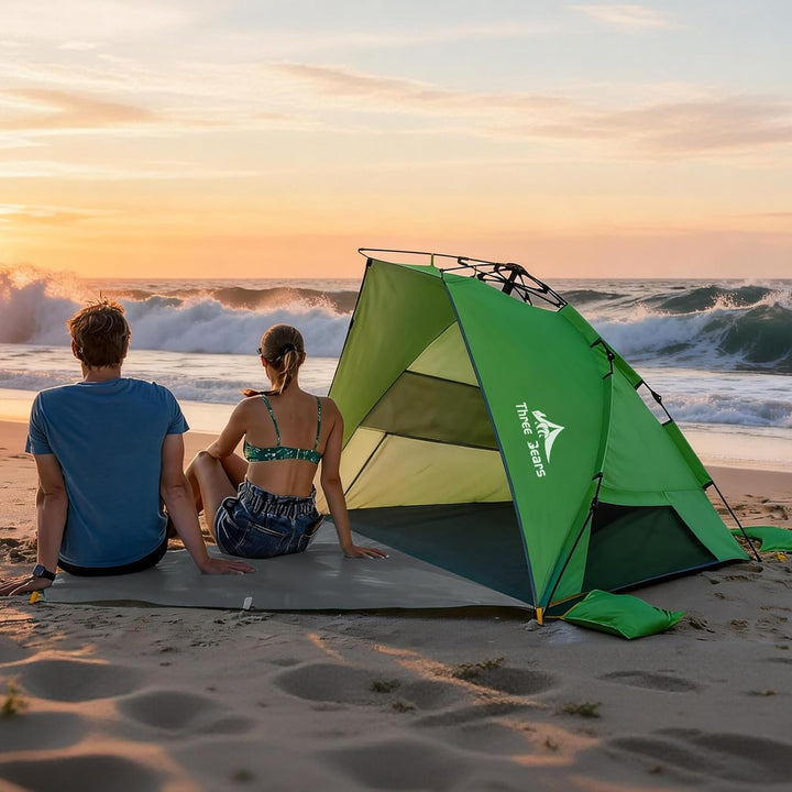 Three Bears Pop-Up-Strandzelt – UV-Schutz LSF 50+, leichte und tragbare Cabana für 3–4 Personen, ein