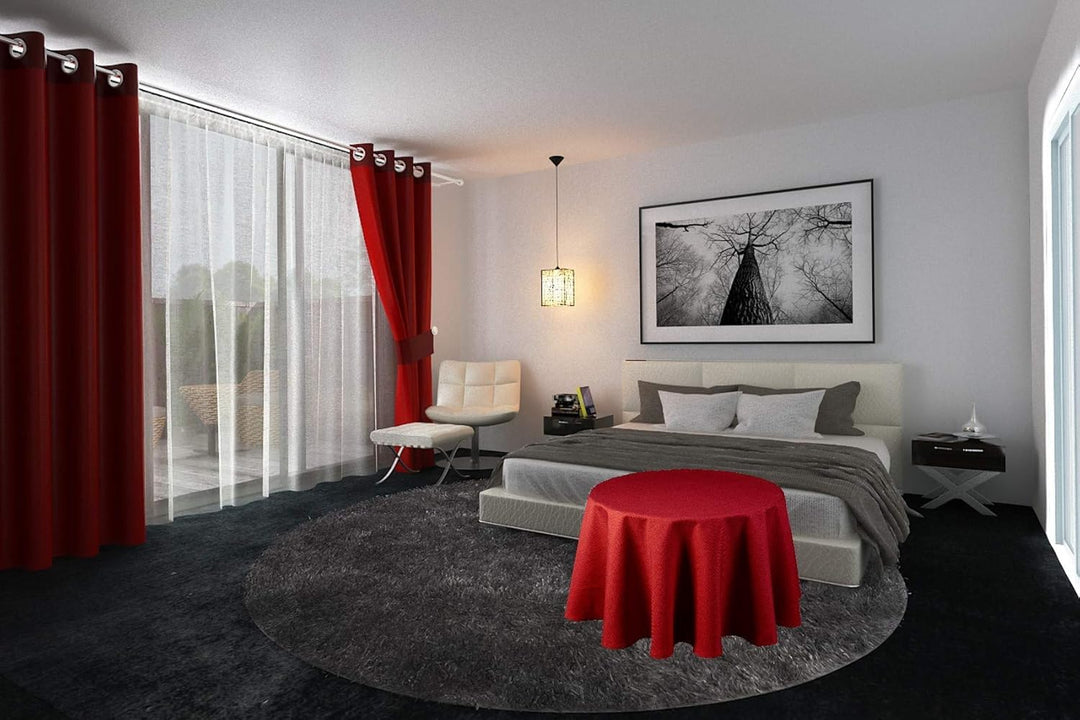 Textil Tischdecke - Leinen Optik - wasserabweisend oval (rot, oval 130x220) Rot oval 130x220, Rot ov