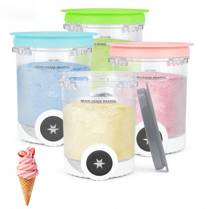 Nepfaivy Behälter für Ninja Swirl by Creami - 4er-Set Eiscremebecher und Deckel Kompatibel mit Ninja