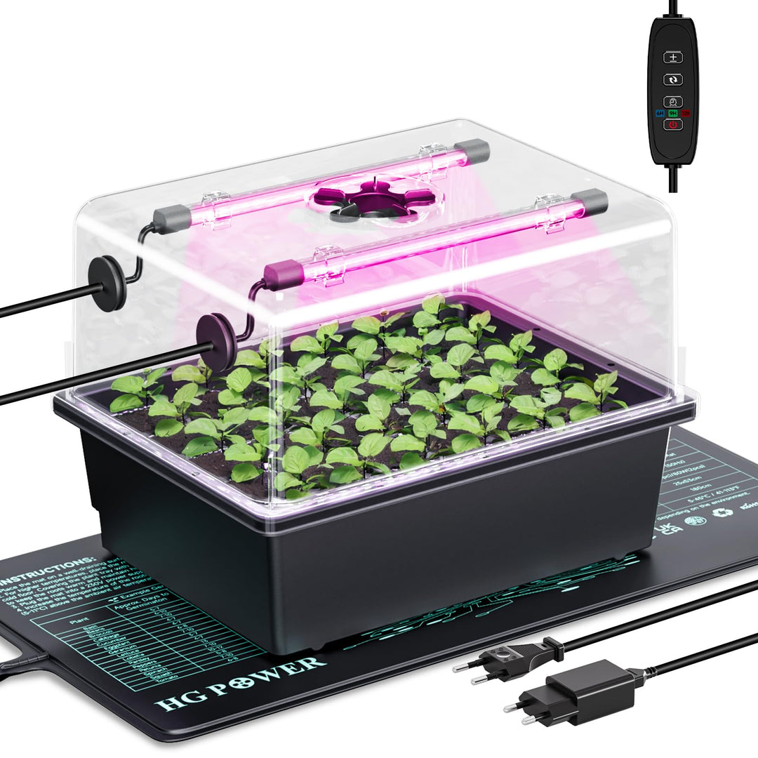 HG Power Anzuchtkasten Set mit LED Pflanzenlampe & Heizmatte Pflanzen (ohne Regler), Zimmergewächsha