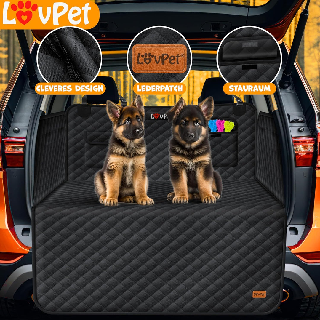 Lovpet Kofferraumschutz mit Seiten- und Ladekantenschutz Hundedecke für Auto-Rückbank mit Sichtfenst