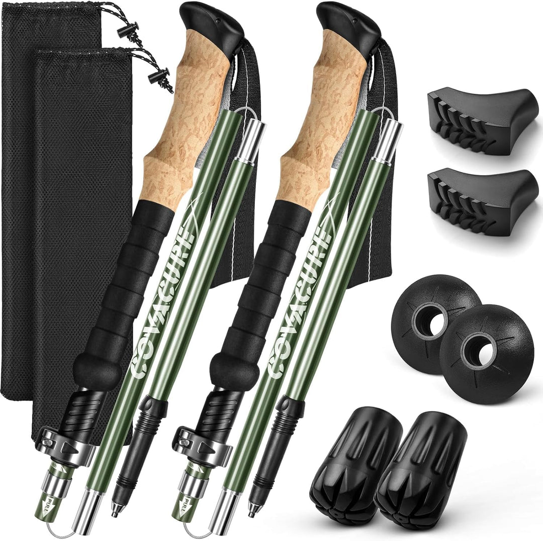 COVACURE Wanderstöcke Walking Stöcke Nordic Walking Stöcke - 110-130 cm Faltbar, Verstellbar, Telesk