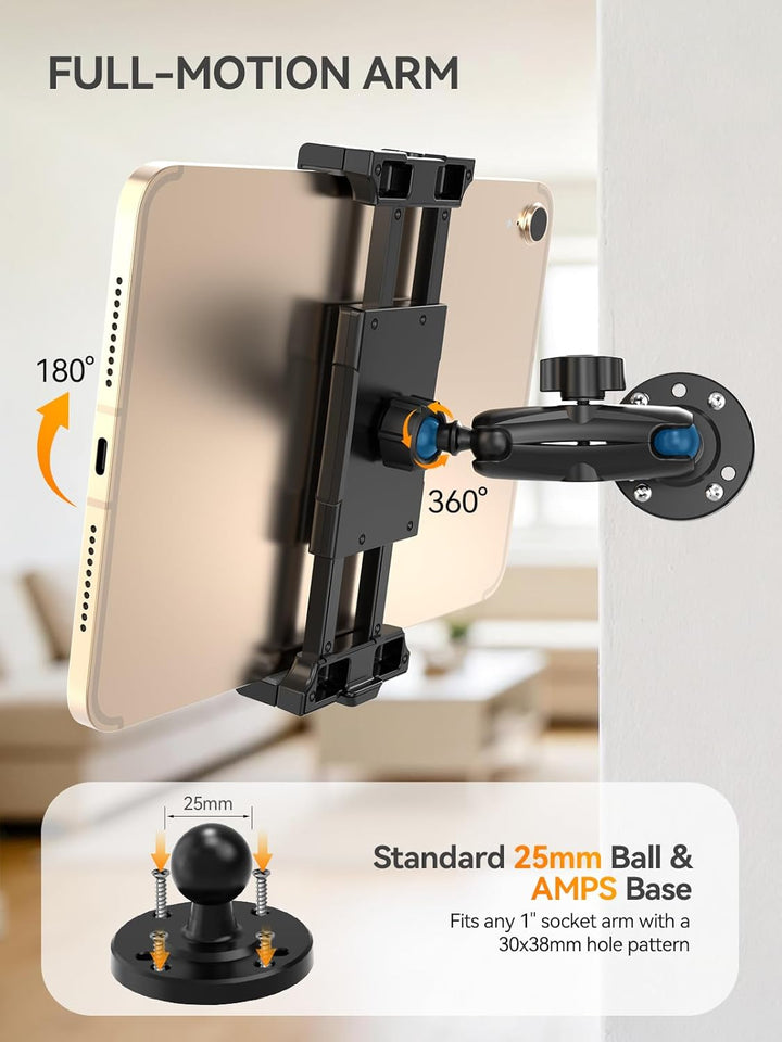 OHLPRO LKW Tablet Halterung Schwerlast, Bohrfuss Halter Kompatibel mit Industriestandard 1 Zoll (25m