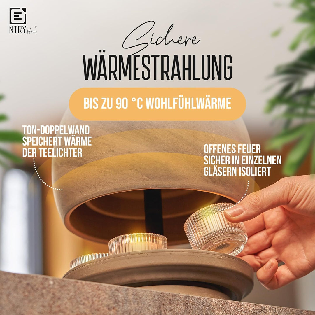 NTRY Home® CandleStove Teelichtofen - Stil Mercury M Ø20 cm - Doppelwandig - Teelichtheizung - Kerze