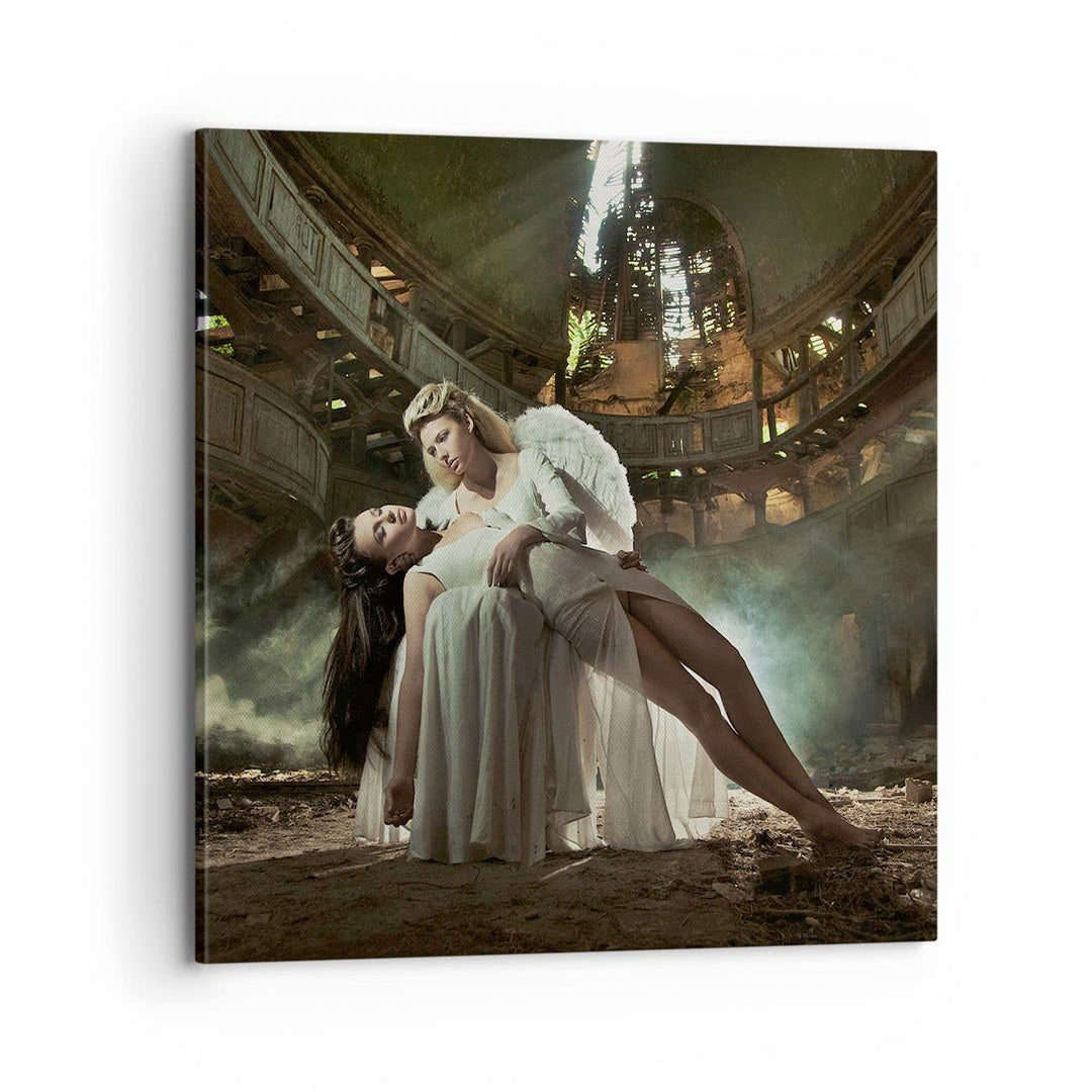 ARTTOR Bilder auf Leinwand 70x70cm Leinwandbild Engel Frau Theater Oper Gross Wanddeko Bild Schlafzi