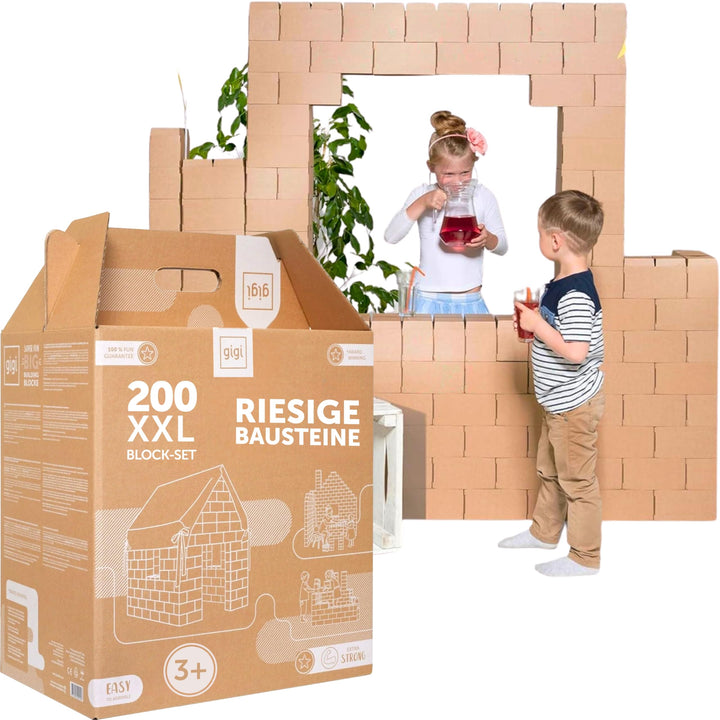 Gigi Bloks 200 Teile XXL Bausteine Aus Pappe Set, Grosse Bausteine Für Kinder Mit Verriegelungssyste