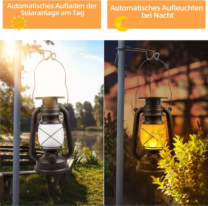 Vintage Solar Laternen für Draussen Hängende 2 Stück, KINGLEAD Solarlaterne für Aussen Wasserdicht I