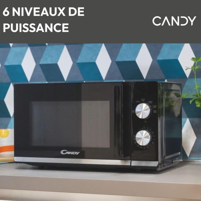 Candy Moderna CMW20TNMB Mikrowelle, 700W, 20 Liter, Auftau-Programm, Gar-Ende-Signal, Kindersicherun
