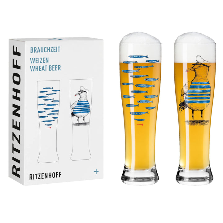 RITZENHOFF 3481007 Weizenbierglas 500 ml – 2er Set – Serie Brauchzeit Set Nr. 7 – 2 Stück mit mehrfa