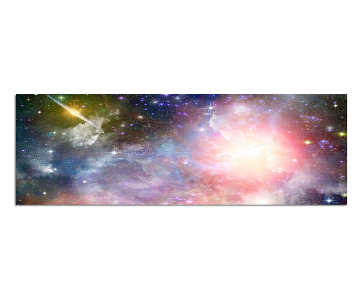 Paul Sinus Art Panoramabild auf Leinwand und Keilrahmen 150x50cm Weltraum Sterne Planeten Galaxie