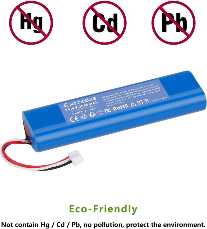 Exmate 14.4V 3600mAh Li-Ion Akku, Ersatzakku für Ecovacs Deebot Ozmo 900, 901, 905, 920, 930, 937, D