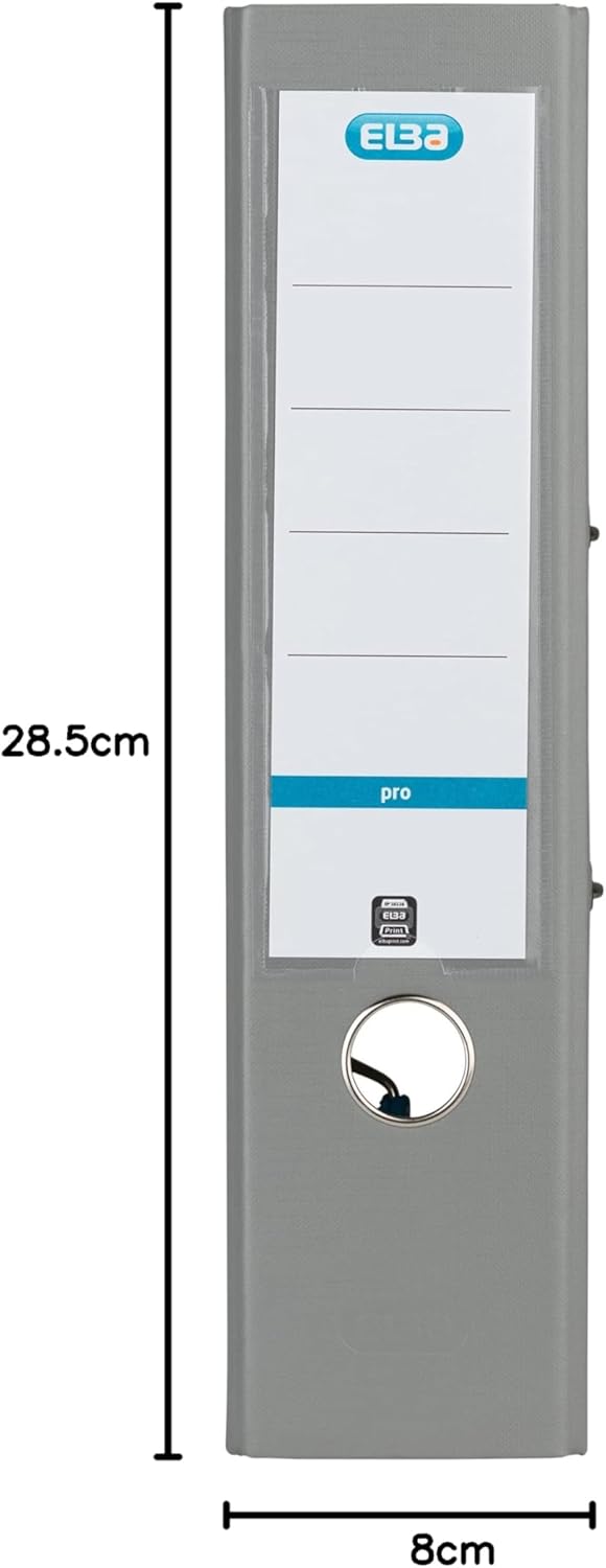 Elba Ordner A4, Smart Pro, 8 cm breit, Kunststoff aussen, grau, 10 Stück grau A4, breit, grau A4, br
