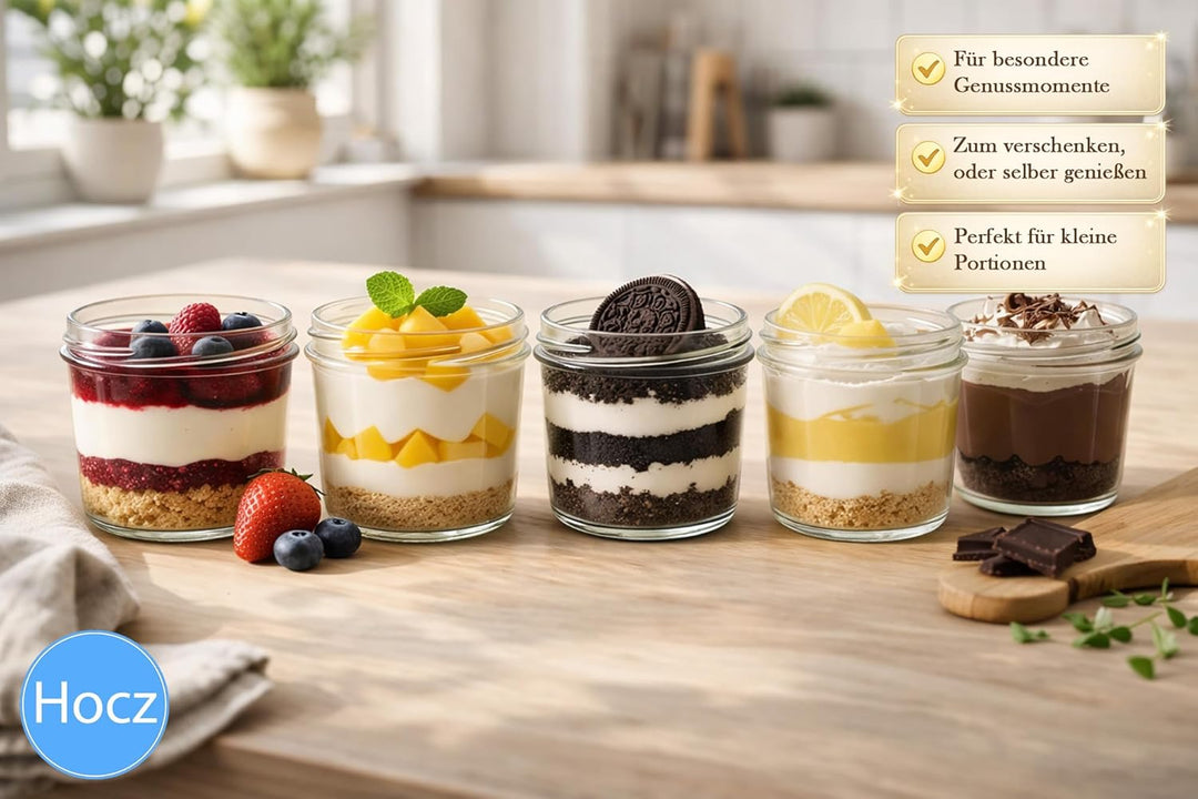 hocz 25x Marmeladengläser 230 ml Set | Deckel Rot Kariert TO 82 | mit Etiketten NZ | Einmachgläser m