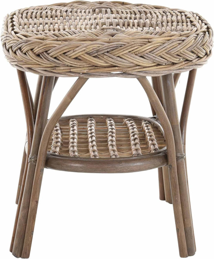 korb.outlet Rattan-Tisch/Beistelltisch Rund/Couchtisch Rattantisch Ablage (Oval - Grau Natur)