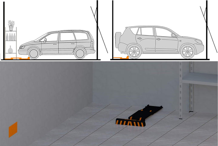 Kit Garage Easystop. Radstopper + Autotürschutz. Verstellbar